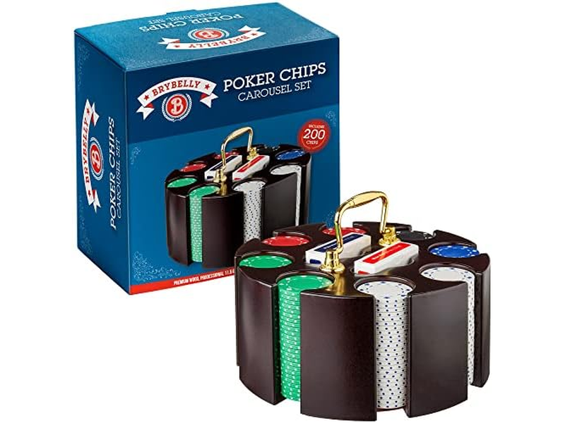  Poker Set with Wood Carousel Case for Casino Party