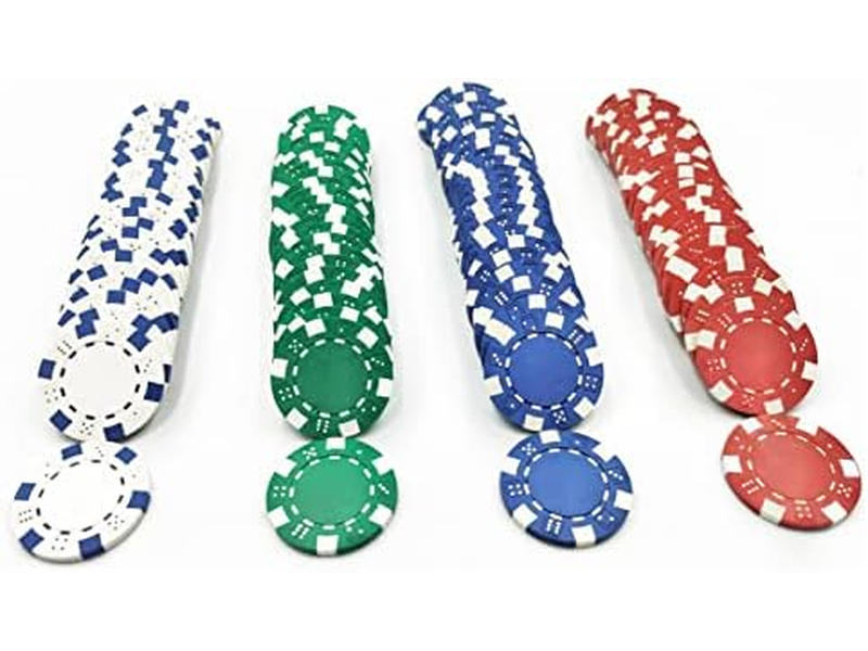 11.5g Clay Composite Dice Striped Casino Poker Chips- 4 Colors