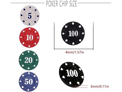 Denomination Poker Chips Set with Black Velvet Pouch Bag