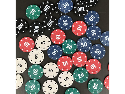 Denomination Poker Chips Set with Black Velvet Pouch Bag