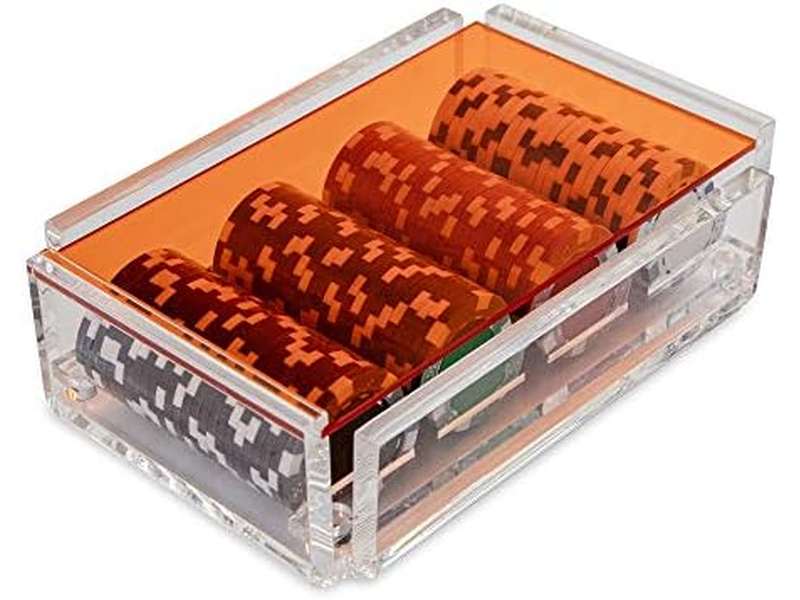 Poker Chip Set-Hand Made Acrylic Box with Color Lid