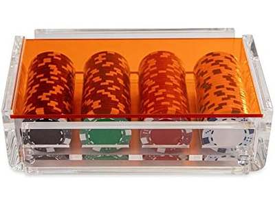 Poker Chip Set-Hand Made Acrylic Box with Color Lid