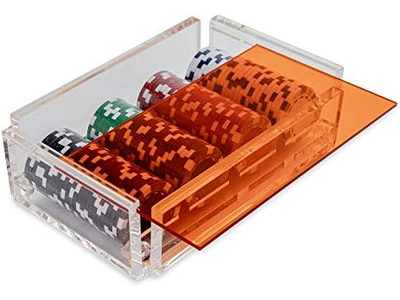 Poker Chip Set-Hand Made Acrylic Box with Color Lid
