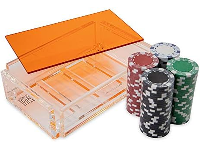 Poker Chip Set-Hand Made Acrylic Box with Color Lid