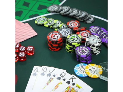 Poker Chip Set with Denominations for Texas Holdem Blackjack Gambling Games